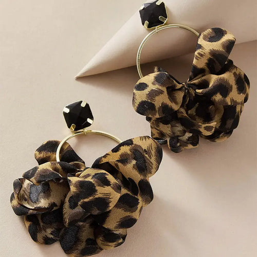 Leopard Print Petal Decor Earrings
