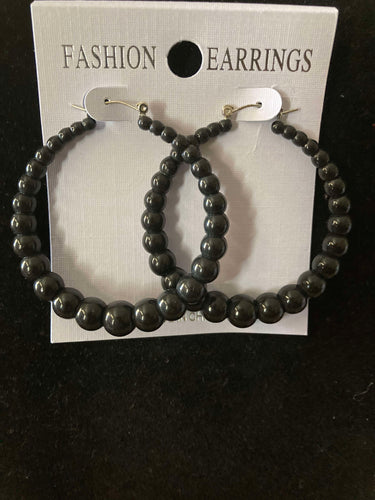 Black Beaded Hoops