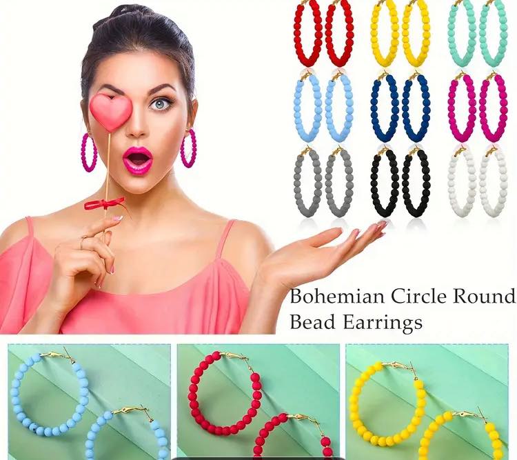 Multi-colored beaded Hoops