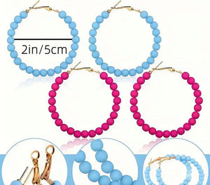 Multi-colored beaded Hoops