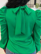Load image into Gallery viewer, PUFF SLEEVE BOW BLOUSE